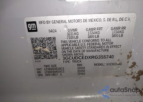 2024 Chevrolet Silverado 1500 4Wd Short Bed Custom Trail Boss from USA, damaged, VIN 3GCUDCEDXRG355740